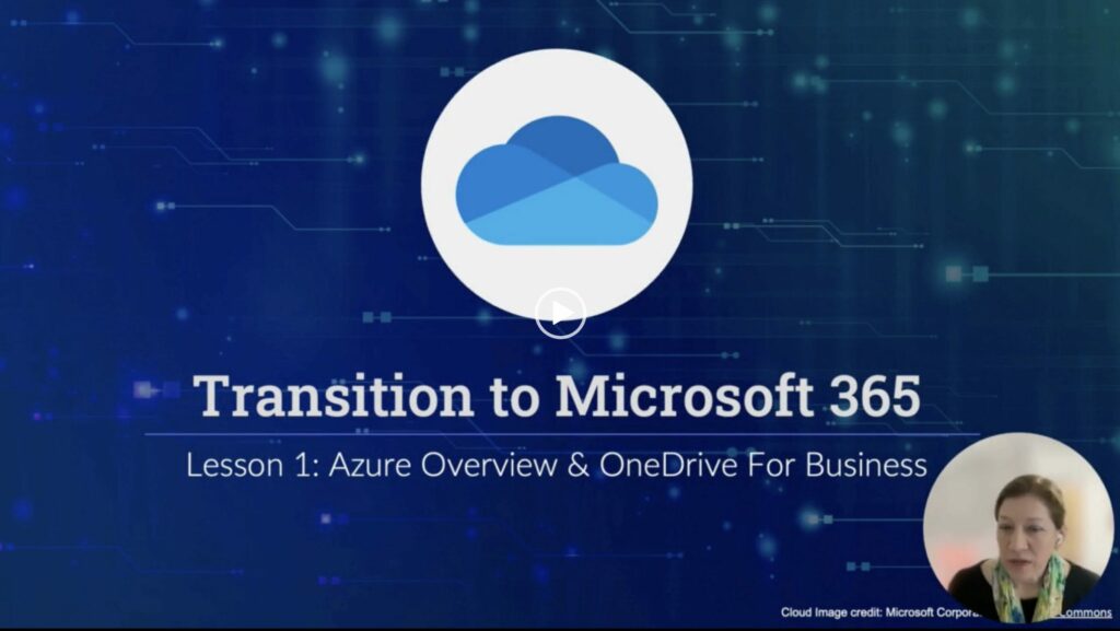 Screenshot of live course lesson 1: Azure Overview & OneDrive for Business